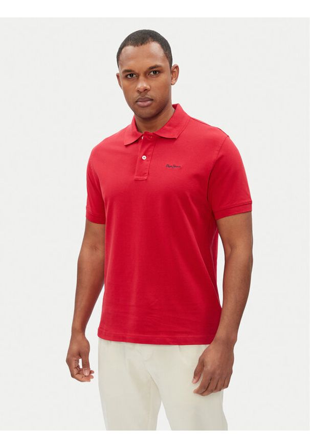 Pepe Jeans Polo Essential PM542298 Czerwony Regular Fit. Typ kołnierza: polo. Kolor: czerwony. Materiał: bawełna