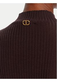 TwinSet - TWINSET Sweter 252TT3111 Brązowy Slim Fit. Kolor: brązowy. Materiał: wełna #4
