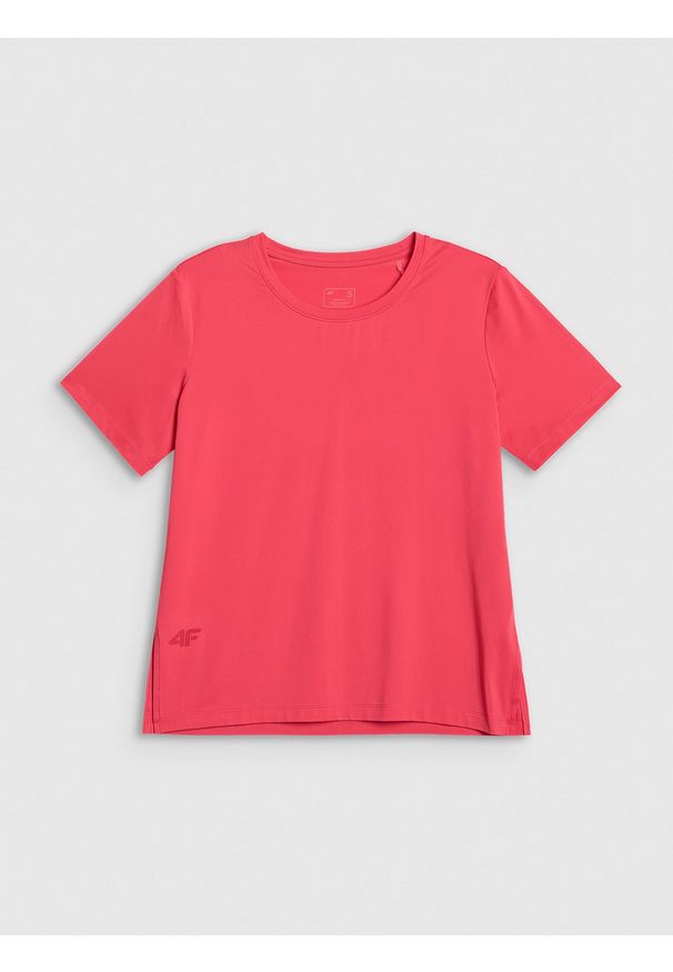4f - 4F Koszulka treningowa loose szybkoschnąca damska - koralowa S. Kolor: różowy. Materiał: materiał, włókno. Sport: fitness