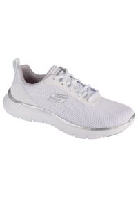 skechers - Buty do chodzenia damskie Skechers Flex Appeal 5.0. Kolor: biały. Materiał: syntetyk, materiał. Szerokość cholewki: normalna. Sport: turystyka piesza