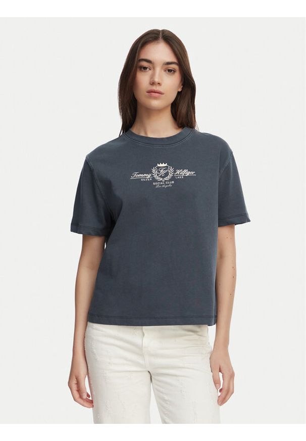 TOMMY HILFIGER - Tommy Hilfiger T-Shirt Crest WW0WW48713 Granatowy Relaxed Fit. Kolor: niebieski. Materiał: bawełna