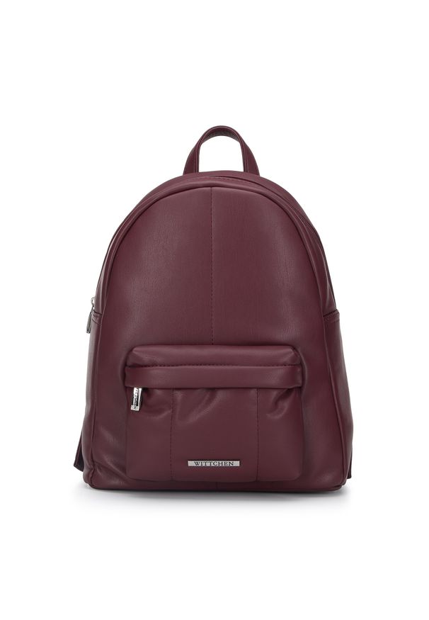 Wittchen - Damski plecak z miękkiej ekoskóry. Kolor: czerwony. Materiał: skóra ekologiczna. Wzór: haft. Styl: elegancki, sportowy