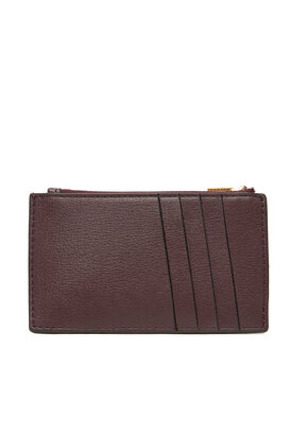 Calvin Klein Portfel Foil Logo Top Zip Cardcase LV04F1090G Bordowy. Kolor: czerwony. Materiał: skóra