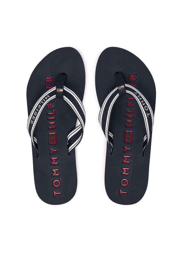 TOMMY HILFIGER - Tommy Hilfiger Japonki Th Webbing Summer Sandal FW0FW09193 Granatowy. Kolor: niebieski. Materiał: materiał
