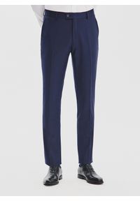 Pako Lorente - PAKO LORENTE – Granatowe spodnie garniturowe z wełną. Okazja: na spotkanie biznesowe. Kolor: niebieski. Materiał: wełna. Styl: biznesowy #1