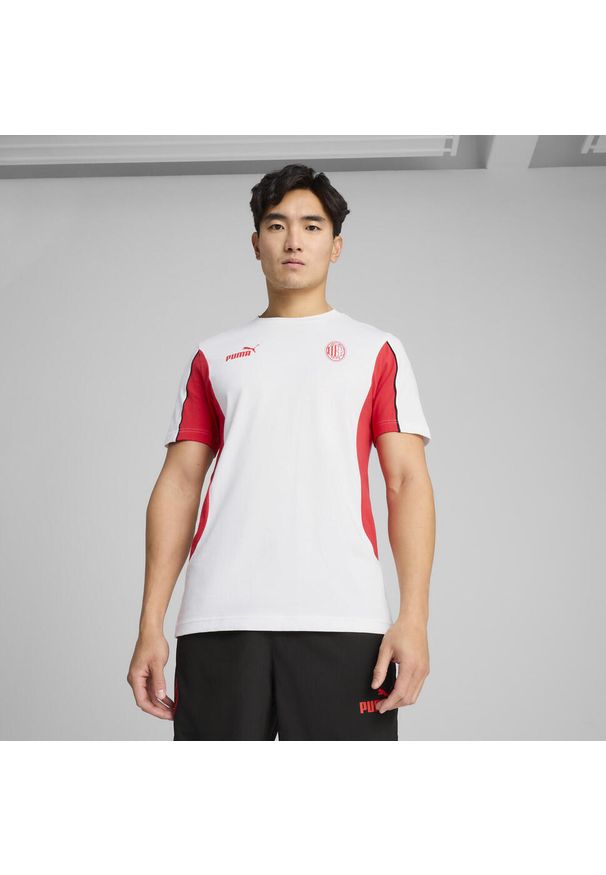 Puma - Męska koszulka AC Milan ftblARCHIVE PUMA White For All Time Red. Kolor: czerwony, biały, wielokolorowy. Materiał: guma. Wzór: nadruk. Sport: piłka nożna