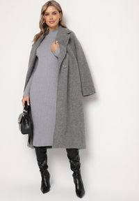 Born2be - Szara Prążkowana Sukienka z Dzianiny z Wiskozą z Rozcięciami u Dołu Ninnavia. Okazja: na spotkanie biznesowe. Kolor: szary. Materiał: prążkowany, wiskoza, dzianina. Typ sukienki: dopasowane, proste. Styl: biznesowy, klasyczny, elegancki #5