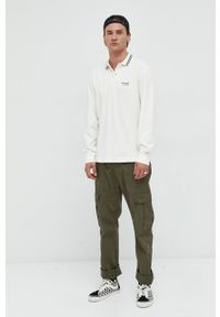 Abercrombie & Fitch longsleeve męski kolor beżowy gładki. Kolor: beżowy. Długość rękawa: długi rękaw. Długość: krótkie. Wzór: gładki #5