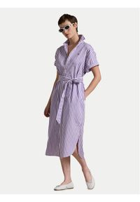 Polo Ralph Lauren Sukienka koszulowa 211959911002 Fioletowy Regular Fit. Typ kołnierza: polo. Kolor: fioletowy. Materiał: bawełna. Typ sukienki: koszulowe #1