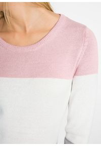 bonprix - Sweter w stylu color-blocking. Kolor: różowy. Materiał: dzianina. Długość rękawa: długi rękaw. Długość: długie