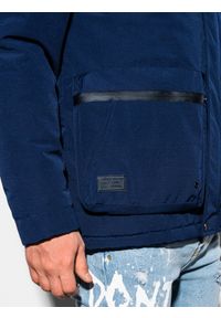 Ombre Clothing - Kurtka męska zimowa C450 - granatowa - XL. Kolor: niebieski. Materiał: poliester. Wzór: aplikacja. Sezon: zima