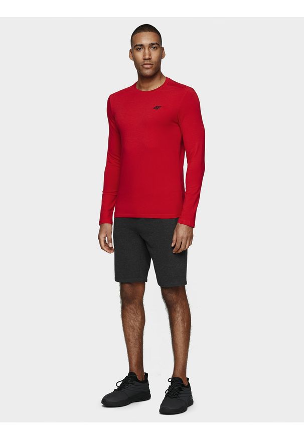 4f - 4F Longsleeve slim gładki męski S. Kolor: czerwony. Materiał: dzianina. Długość rękawa: długi rękaw. Wzór: gładki