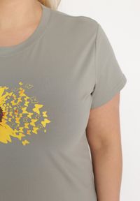 Born2be - Miętowy Bawełniany T-shirt z Nadrukiem na Przodzie Galamella. Kolor: miętowy. Materiał: bawełna. Wzór: nadruk #6