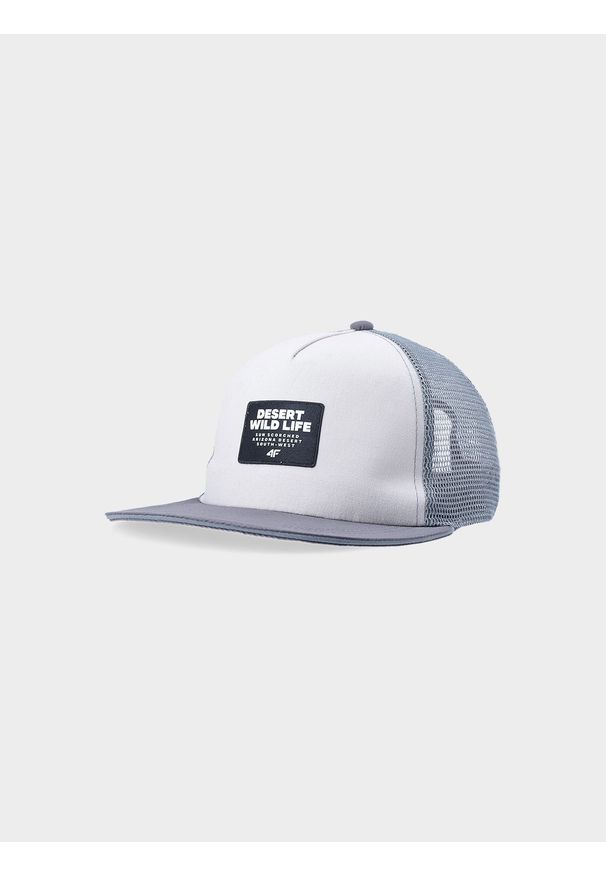 4f - Czapka z daszkiem snapback chłopięca. Kolor: turkusowy. Wzór: aplikacja