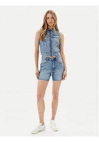 Wrangler Kamizelka 112362590 Niebieski Slim Fit. Kolor: niebieski. Materiał: jeans