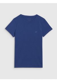 4f - T-shirt slim gładki damski - granatowy. Okazja: na co dzień. Kolor: niebieski. Materiał: jersey, materiał, bawełna, elastan, dzianina. Długość rękawa: krótki rękaw. Długość: krótkie. Wzór: gładki. Sezon: lato. Styl: sportowy, casual, klasyczny