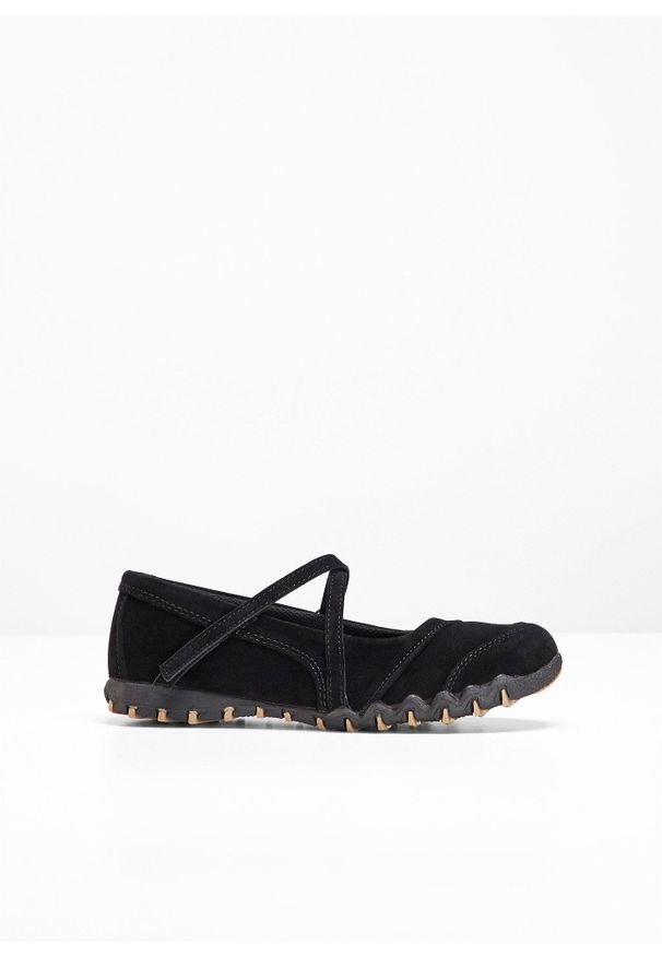 bonprix - Baleriny typu Mary-Jane. Zapięcie: pasek. Kolor: czarny. Wzór: paski. Styl: sportowy