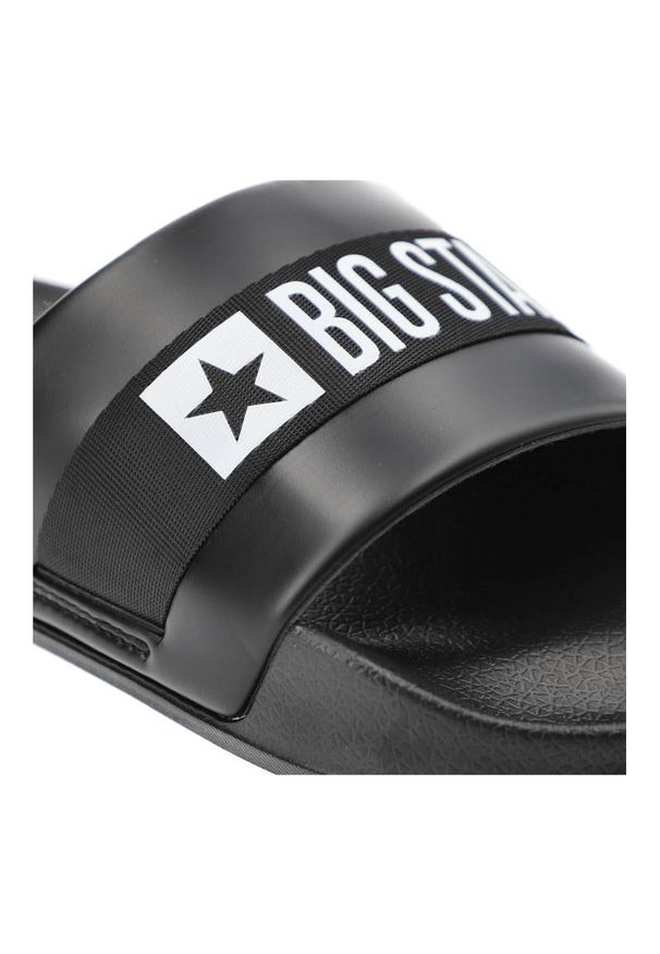 Big-Star - Czarne Klapki Big Star Modne Klapki Męskie. Okazja: na plażę, na co dzień. Kolor: czarny. Materiał: materiał. Wzór: aplikacja. Styl: casual, klasyczny