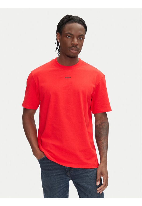 Hugo - HUGO T-Shirt Dapolino 50488330 Czerwony Relaxed Fit. Kolor: czerwony. Materiał: bawełna