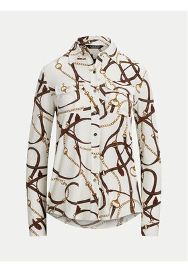 Lauren Ralph Lauren - LAUREN RALPH LAUREN Koszula 200963878001 Biały Slim Fit. Kolor: biały. Materiał: syntetyk