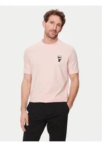 Karl Lagerfeld - KARL LAGERFELD T-Shirt 755027 542221 Różowy Regular Fit. Typ kołnierza: dekolt w karo. Kolor: różowy. Materiał: bawełna #1