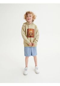 Reserved - Bluza oversize Minionki - beżowy. Kolor: beżowy. Materiał: dzianina, bawełna. Wzór: motyw z bajki