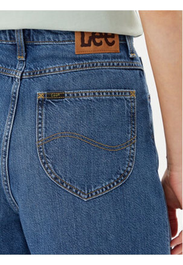 Lee Szorty jeansowe Stella 112364098 Granatowy Wide Leg. Kolor: niebieski. Materiał: bawełna