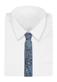 Alties - Krawat - ALTIES - Czerń z Niebieskim Wzorem Orientalnym. Kolor: niebieski. Materiał: tkanina. Styl: elegancki, wizytowy #2