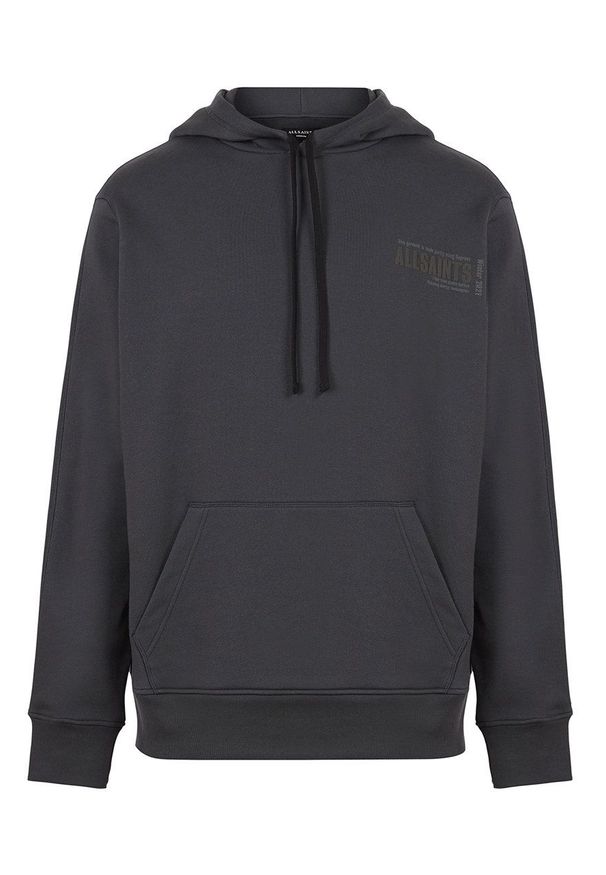 AllSaints Bluza męska kolor czarny z kapturem gładka. Okazja: na co dzień. Typ kołnierza: kaptur. Kolor: czarny. Materiał: bawełna. Wzór: gładki. Styl: casual