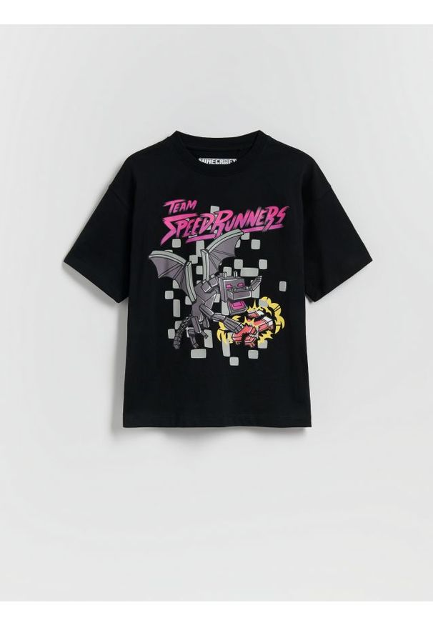 Reserved - Bawełniany t-shirt Minecraft - czarny. Kolor: czarny. Materiał: bawełna