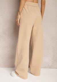 Renee - Beżowe Szerokie Spodnie Dresowe z Elastycznej Bawełny Niarti. Kolor: beżowy. Materiał: bawełna, dresówka