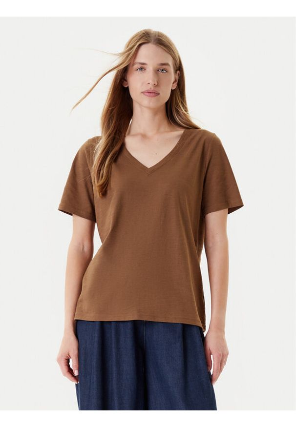 United Colors of Benetton - United Colors Of Benetton T-Shirt 3BVXD400H Brązowy Relaxed Fit. Kolor: brązowy. Materiał: bawełna