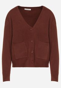 Born2be - Brązowy Rozpinany Kardigan z Dodatkiem Kaszmiru Vetirira. Okazja: na co dzień. Kolor: brązowy. Materiał: kaszmir. Styl: klasyczny, casual #4