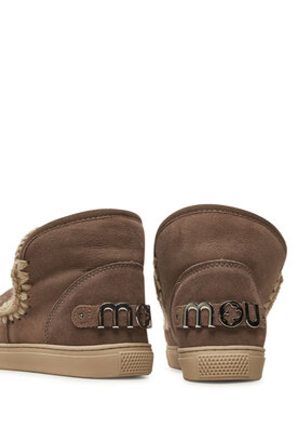 Mou Śniegowce Eskimo Sneaker Big Metal Logo FW111008A Brązowy. Kolor: brązowy. Materiał: skóra