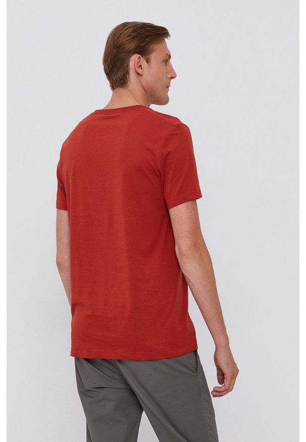 BOSS - Boss - T-shirt bawełniany. Okazja: na co dzień. Kolor: czerwony. Materiał: bawełna. Wzór: gładki. Styl: casual