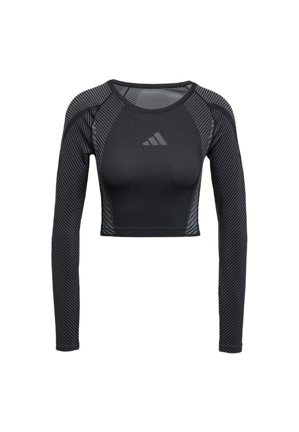 Adidas - Koszulka Seamless Knitted Long Sleeve. Kolor: wielokolorowy, czarny, szary. Materiał: materiał. Długość rękawa: długi rękaw. Technologia: ClimaCool (Adidas)