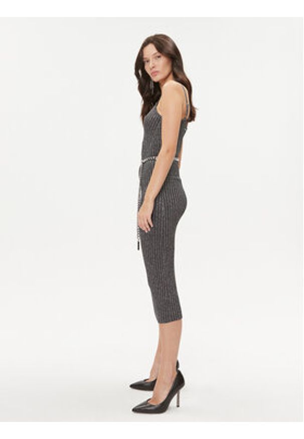 MICHAEL Michael Kors Sukienka dzianinowa MH38208AFB Czarny Slim Fit. Kolor: czarny. Materiał: wiskoza