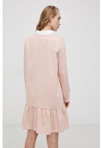 only - Only Sukienka kolor różowy mini rozkloszowana. Kolor: różowy. Materiał: bawełna, dzianina. Długość rękawa: długi rękaw. Wzór: gładki. Typ sukienki: rozkloszowane. Długość: mini #5