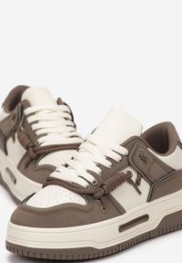 Renee - Brązowe Sneakersy z Podwójnym Sznurowaniem na Grubej Podeszwie Ralholena. Nosek buta: okrągły. Zapięcie: sznurówki. Kolor: brązowy. Materiał: materiał. Sezon: wiosna, jesień. Obcas: na obcasie. Wysokość obcasa: niski #4