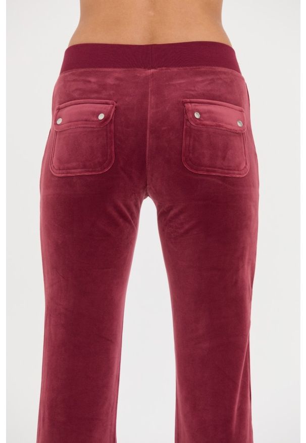 Juicy Couture - JUICY COUTURE Bordowe damskie spodnie dresowe Del Ray Pocket Pant, Rozmiar XS. Kolor: czerwony. Materiał: dresówka