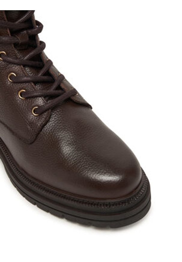 TOMMY HILFIGER - Tommy Hilfiger Trapery Th Plaque Pebble Lace Boot Warm FW0FW08767 Brązowy. Kolor: brązowy. Materiał: skóra