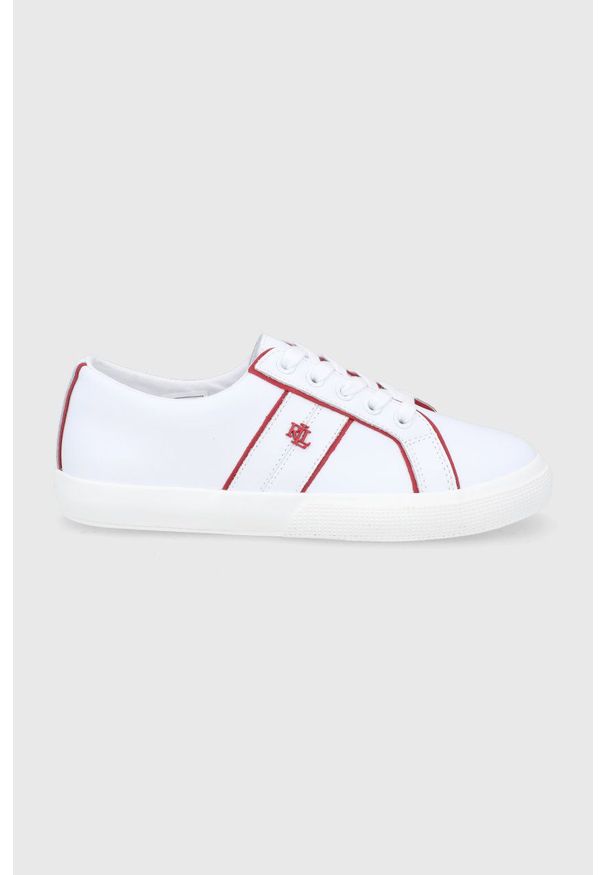Lauren Ralph Lauren buty skórzane JANSON2 802852189001.100 kolor biały. Nosek buta: okrągły. Zapięcie: sznurówki. Kolor: biały. Materiał: skóra