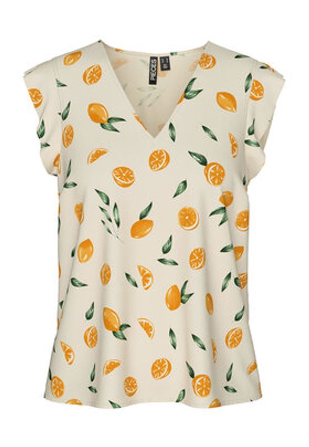 Pieces Bluzka Nya 17147804 Écru Regular Fit. Materiał: wiskoza