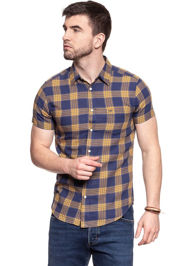 Wrangler - KOSZULA MĘSKA KRÓTKI RĘKAW WRANGLER SS 1PKT SHIRT PATRIOT BLUE W5881OR5H 112129599. Długość rękawa: krótki rękaw. Długość: krótkie