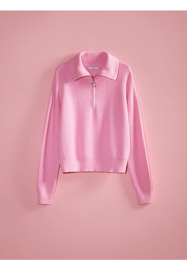 Reserved - Sweter z wiskozą - pastelowy róż. Kolor: różowy. Materiał: wiskoza
