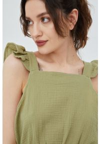 Vero Moda bluzka bawełniana damska kolor zielony gładka. Okazja: na co dzień. Kolor: zielony. Materiał: bawełna. Wzór: gładki. Styl: casual