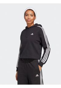 Adidas - adidas Bluza Essentials 3-Stripes French Terry Crop Hoodie IC8767 Czarny Regular Fit. Kolor: czarny. Materiał: bawełna #1