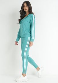 Born2be - Zielony Komplet Dresowy 3-częściowy z Lampasami Hisa. Kolekcja: plus size. Kolor: zielony. Materiał: dresówka. Sport: turystyka piesza #8