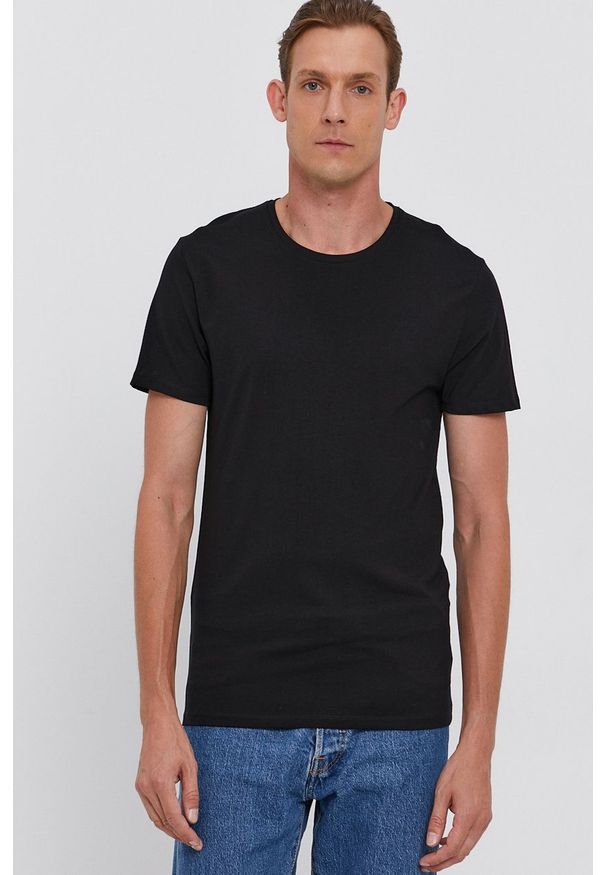 Selected - T-shirt (3-pack). Okazja: na co dzień. Kolor: czarny. Materiał: dzianina. Wzór: gładki. Styl: casual