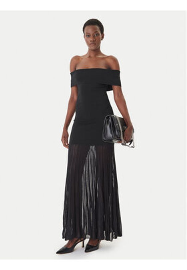 MICHAEL Michael Kors Sukienka dzianinowa MS683HGBFD Czarny Slim Fit. Kolor: czarny. Materiał: syntetyk